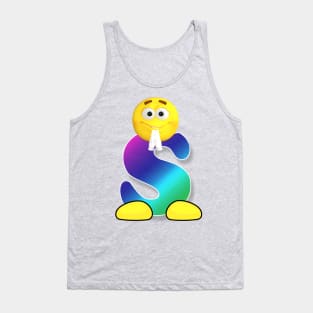 Letter S Alphabet Smiley Monogram Face Emoji Shirt for Men Women Kids Tank Top